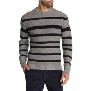 BLDWN Gilpin black melange stripe gray sweater men linen cotton new Medium